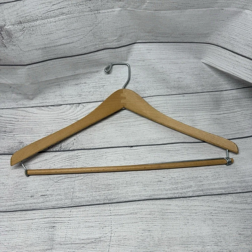 6 Vintage WISHBONE Wooden Suit Hangers with Pant Bars Heavy Duty Harrisburg PA